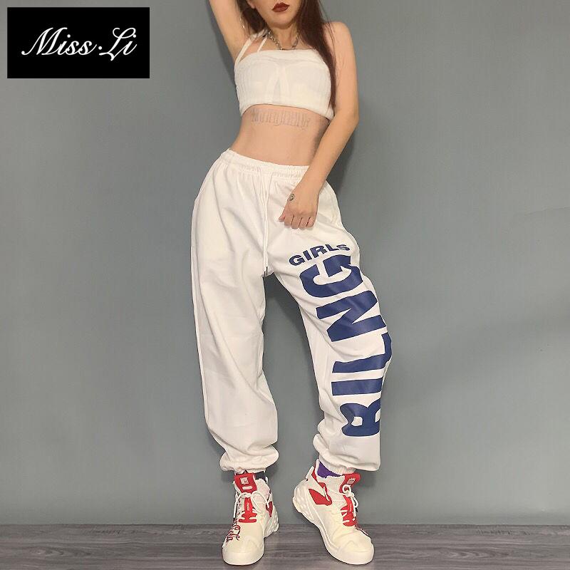 Hàng Có Sẵn Bán Chạy~Quần Thể Thao Nhảy Hip Hop Đường Phố Eo Cao Mỏng In Chữ Hip Hop Đường Phố Cho Nữ