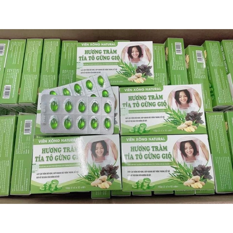 1 Hộp Viên Xông Gừng, Bạc Hà, Tía Tô Natural