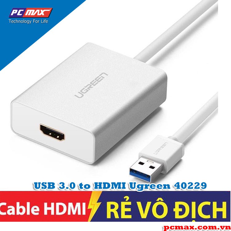 Cáp chuyển USB 3.0 to HDMI mở rộng thêm màn hình Ugreen 40229 - Hàng chính hãng