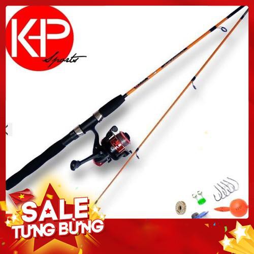 ( Big sale ) Bộ Cần Câu Lure Màu Cam 1M5 Dành Cho Người Mới Tập Câu Tặng Kèm Chuông KHP