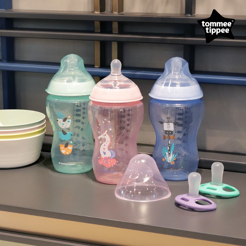 Bình sữa ty siêu mềm tự nhiên Tommee Tippee Closer to Nature 340ml, núm ty đi kèm 3-6 tháng - Xanh Ngọc
