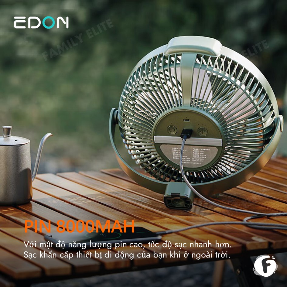 Xiaomi Edon Quạt Trần 8000mah Có Thể Sạc Lại Dùng Khi Đi Cắm Trại E708