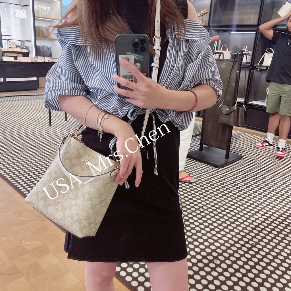 Túi COACH Messenger, Chính hãng kèm bằng chứng mua hàng Túi xô có thể tháo rời mới Túi tote đeo vai