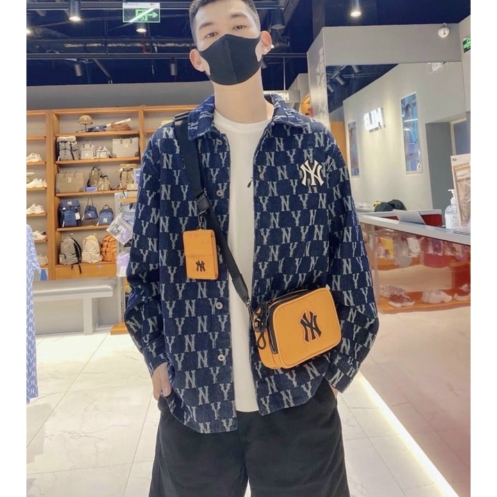 Set túi đeo chéo MLB Nam nữ form hộp kèm ví nhỏ Nylon Mini full Tag mac Code
