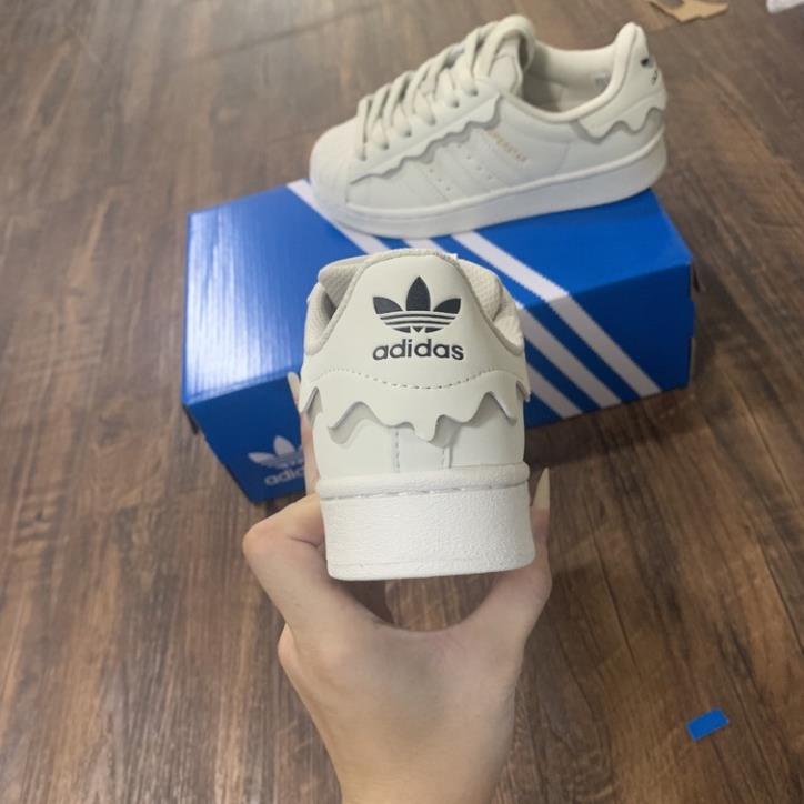 Giày thể thao adidas superstar 2022 màu kem sữa ,Hồng Xanh, giày adidas mũi sò dây lụa nam nữ bản mới nhất Full box