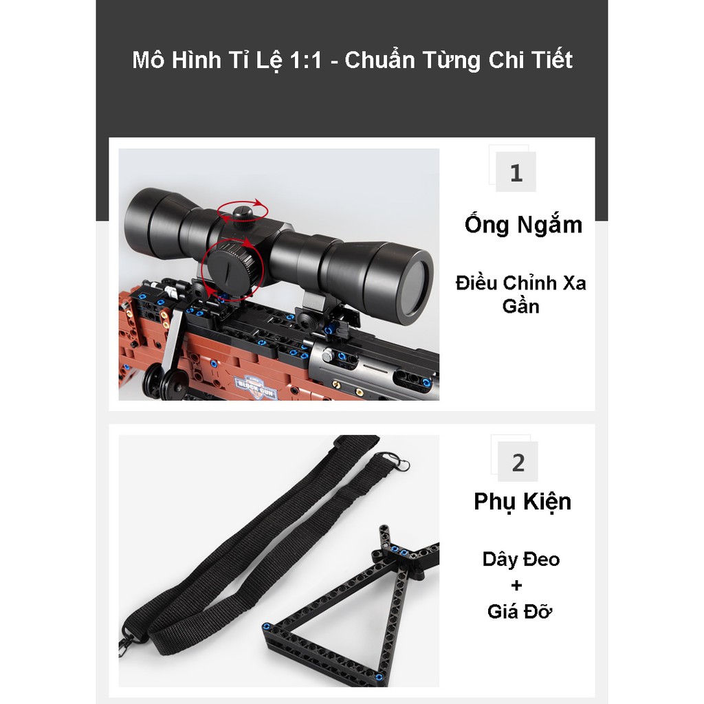 Đồ Chơi Lắp Ráp Xếp Hình Phát Triển Trí Tuệ Mô Hình Sniper K98 PUBG CSGO C61010 653 Mảnh Ghép