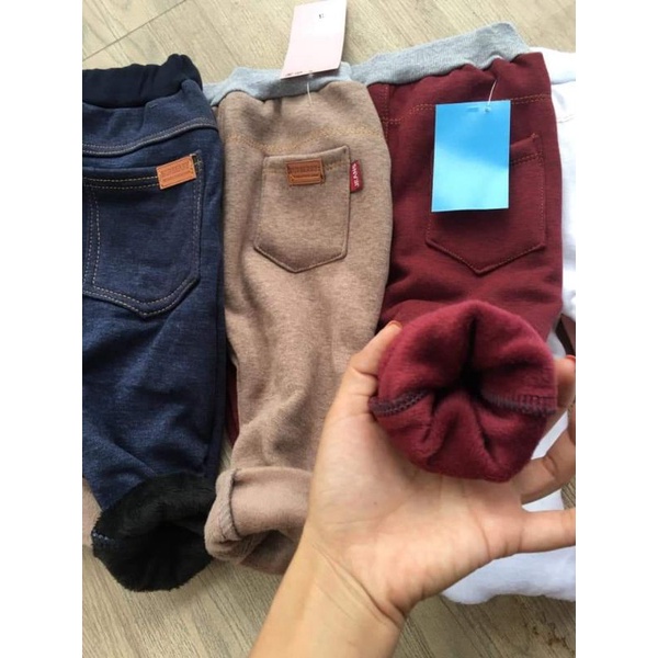 Quần jean nỉ lót lông dày cộc cho bé 7_10kg