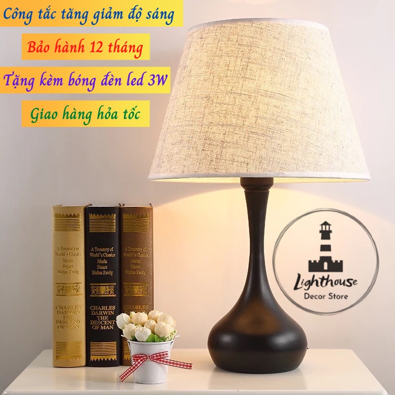 (TĂNG GIẢM ĐỘ SÁNG)-Đèn ngủ, đèn để bàn phòng ngủ trang trí phòng ngủ phong cách Bắc Âu D1809 - CÓ SẴN