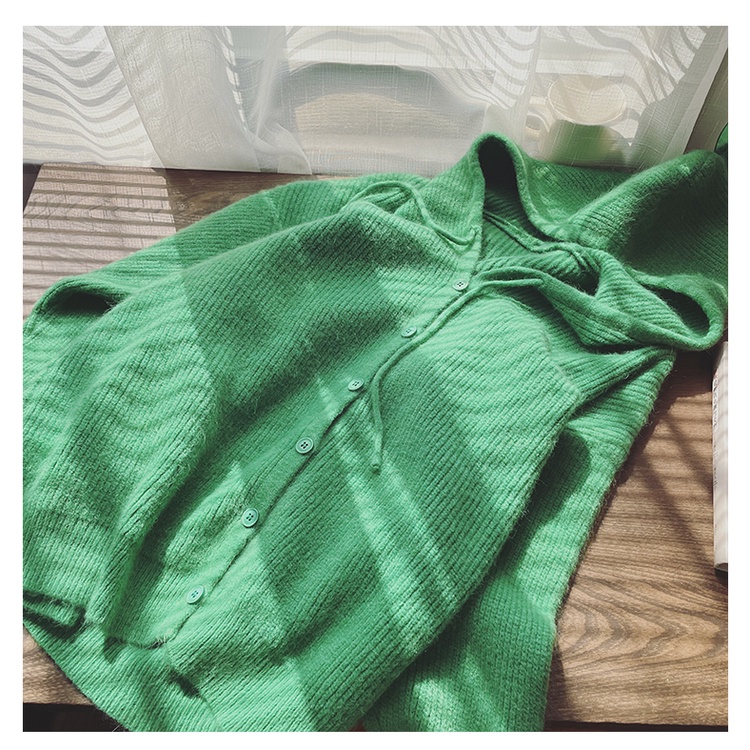 Áo khoác cardigan len có mũ phong cách Hàn Quốc kèm ảnh thật KL01