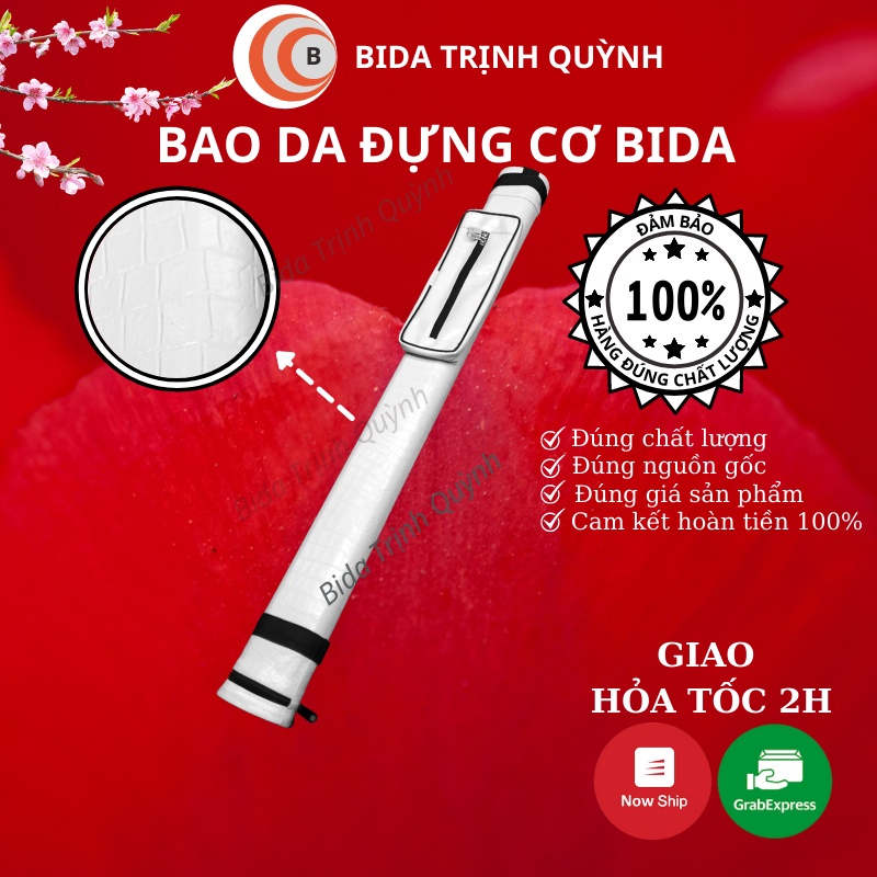 Bao Đựng Cơ Bida bao đựng gậy bida bi-a, Hộp Đựng Cơ Bida Chống Sốc Chống Nước Bọc Da PU màu Trắng Cao Cấp