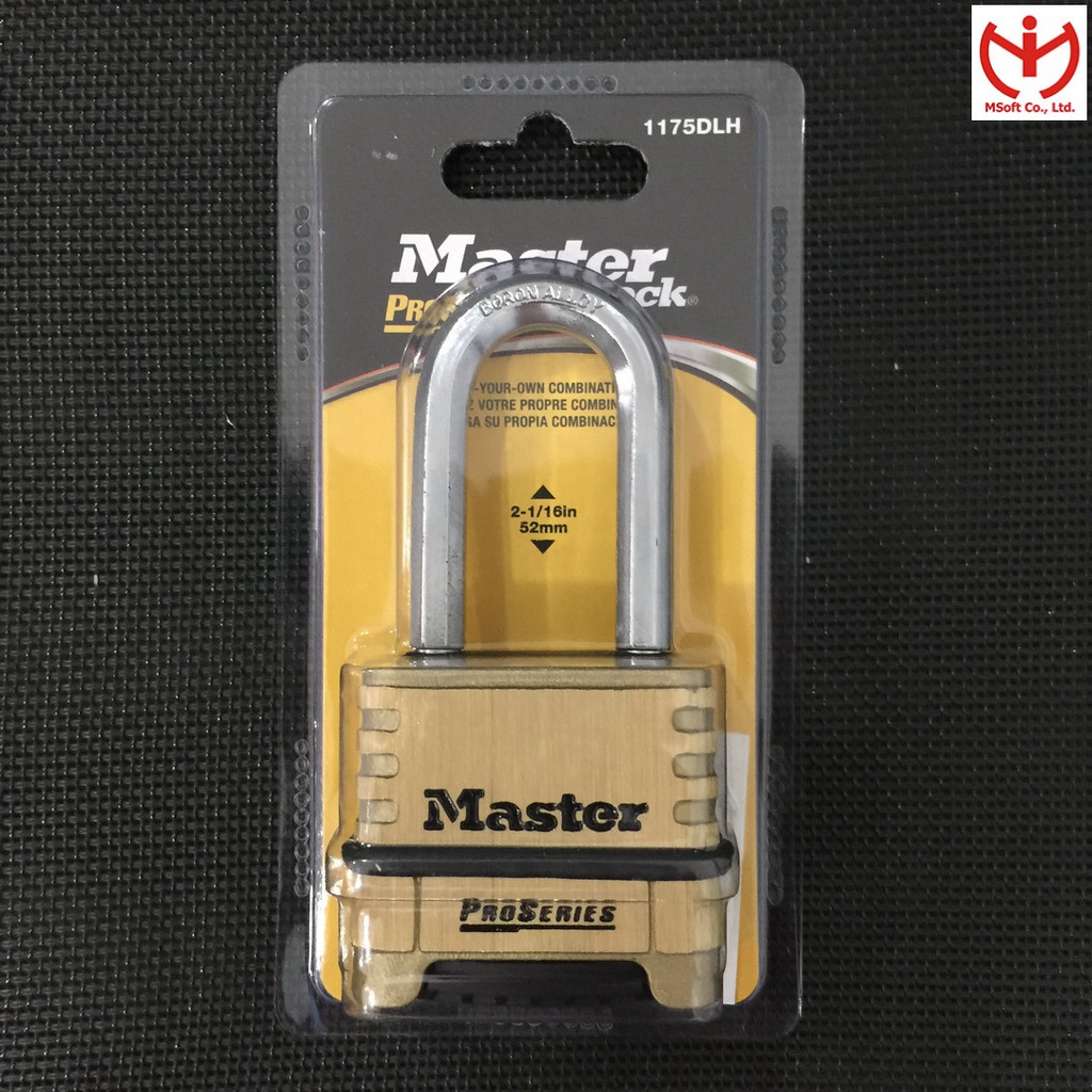 [Q5.HCM] Ổ khóa số càng dài Master Lock 1175 DLH thân đồng 57mm càng dài 52mm dòng ProSeries - MSOFT