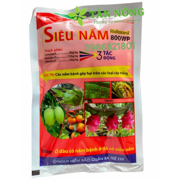 chế phẩm trừ nấm SIÊU NẤM 80wp gói 100g