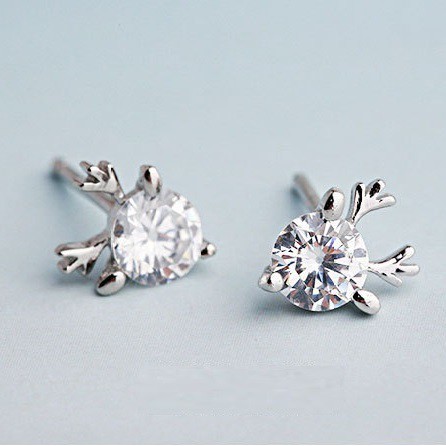 Hoa tai tuần lộc kim cương - bạc 925