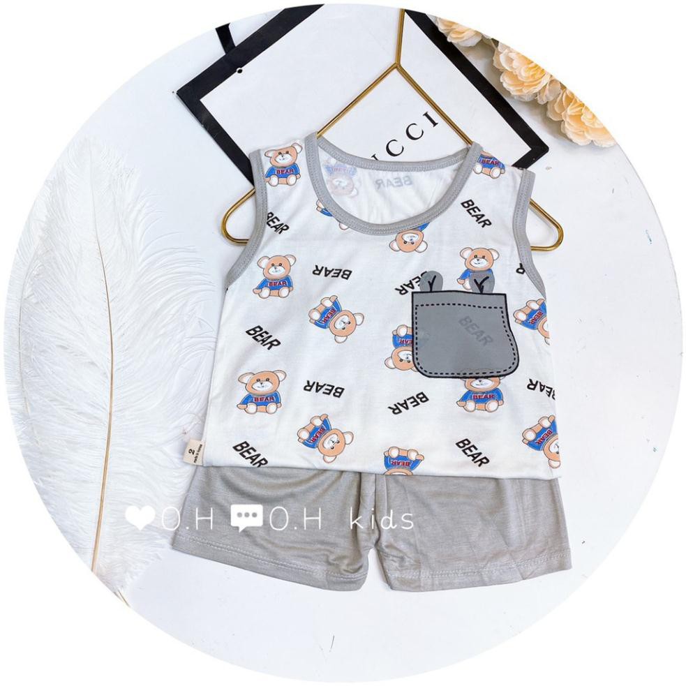 Bộ sát nách thun lạnh túi zip hình túi cho bé