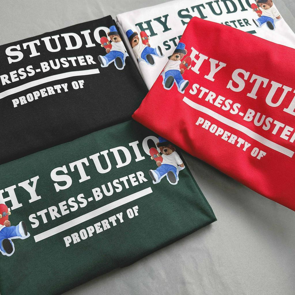 Áo thun tay lỡ HY KOREA Cotton 100 Gấu Basic Tee 1289 Form Rộng Tay Lỡ Unisex