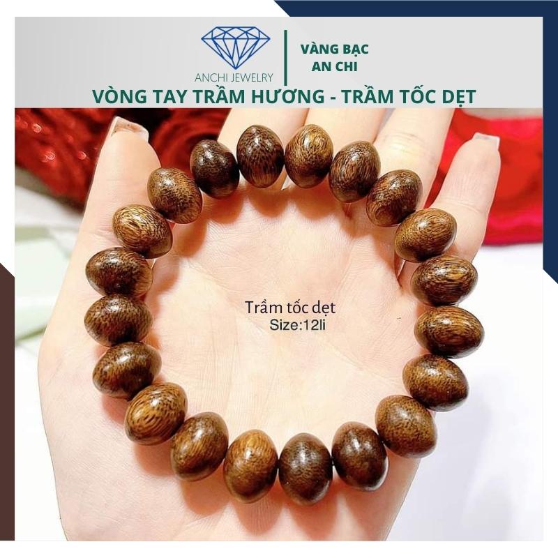 Vòng tay trầm hương nam hạt đốt trúc bọc inox mạ vàng, Anchi jewelry