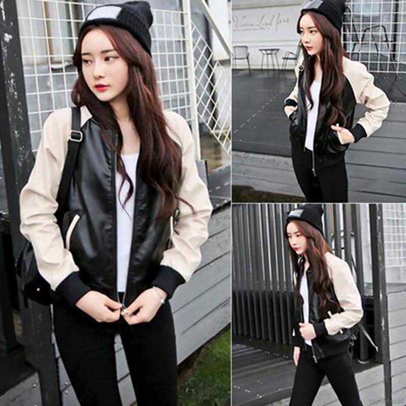Áo khoác da tay dài thời trang cho nữ