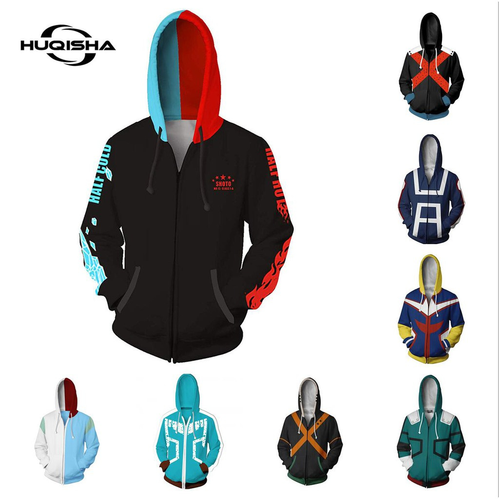 Áo hoodie HUQISHA họa tiết My Hero Academia đơn giản thời trang dành cho nam