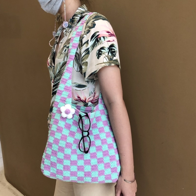 Checkered tote bag túi tote hoạ tiết kẻ caro size to
