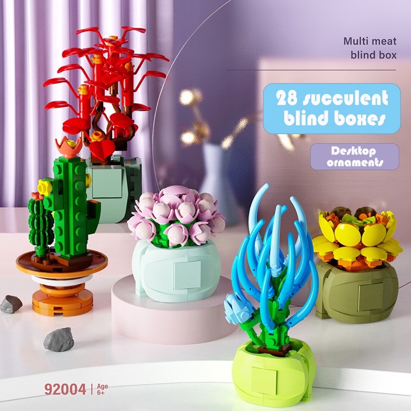 Blind Box Succulent Building Blocks Flower Plant Compatible Lego Small Particle Assembled Toy Gift