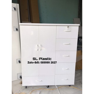 Tủ quần áo trẻ em 2 cánh 6 ngăn đa màu freeship