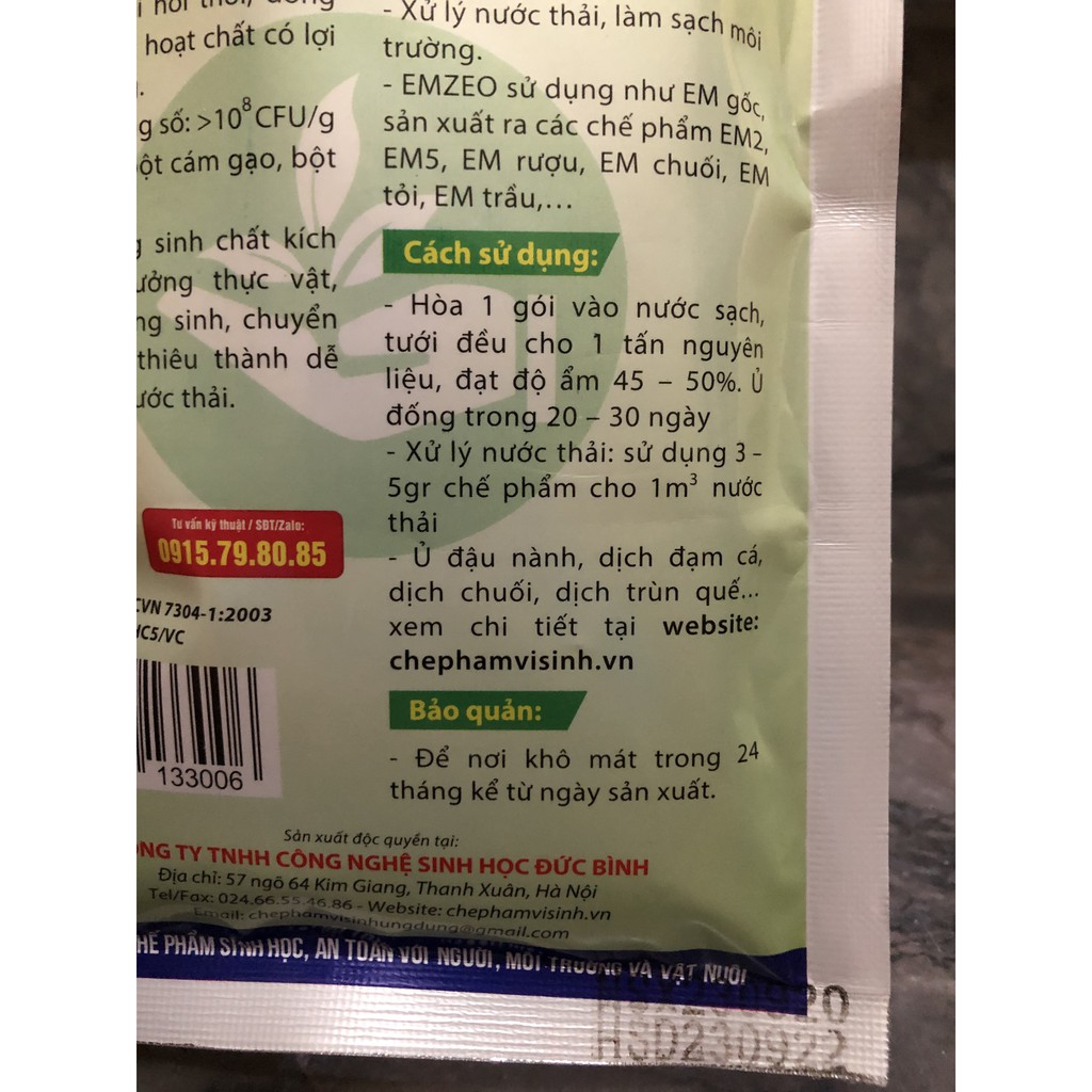 Emzeo men vi sinh khử mùi hôi phân cá, ủ đậu tương, rác thải sinh hoạt và ủ phân bón dành cho cây cảnh