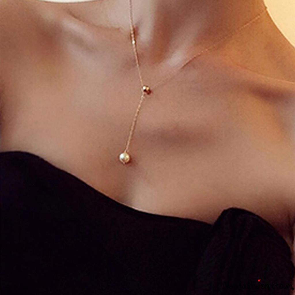 Vòng cổ Chữ Y Phối Ngọc Trai Nhân Tạo Thời Trang Cho Nữ