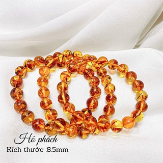 VÒNG TAY CHUỖI TRƠN HỔ PHÁCH TRÒN CAM ĐẬM