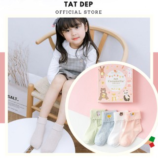 Set tất cổ cao cho bé trai và bé gái SUN vớ trẻ em thiết kế cổ gập ấm áp màu sắc tươi tắn đáng yêu