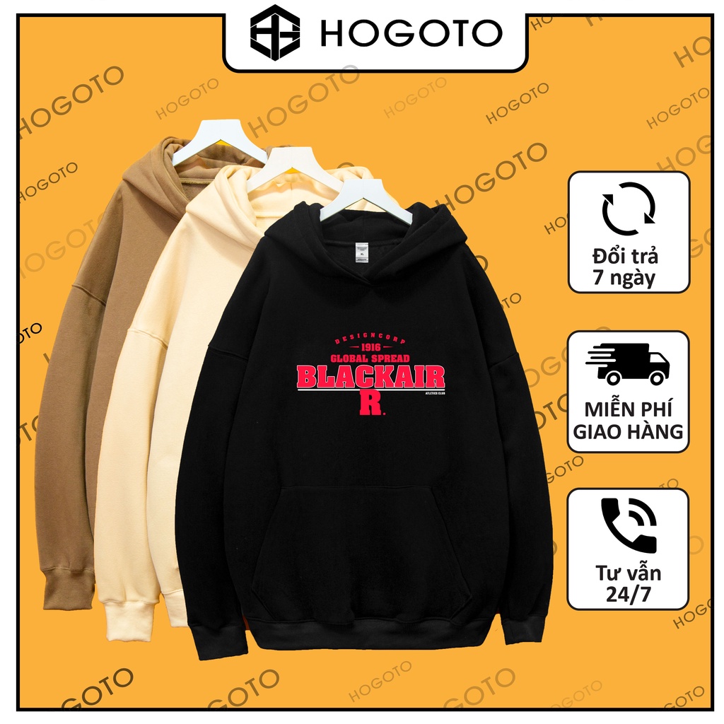 Áo nỉ hoodie BLACKAIR Hogoto shop , Áo nỉ hoodie unisex nam nữ form rộng oversize chất liệu Cotton