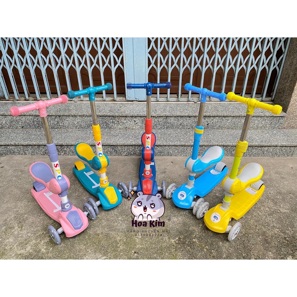Xe Scooter, Xe Trượt Cho Bé Bánh Có Đèn ,Có Nhạc, có ghế 3in1 hkm Enfa SP ko kèm pin + quà tặng