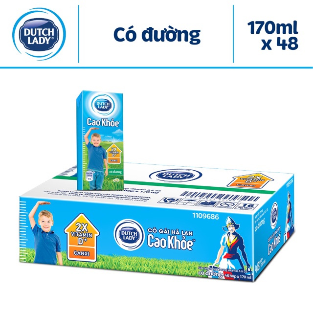 ( HCM) Sữa Cô Gái Hà Lan Cao Khỏe (có đường, ít đường, dâu, socola) 170ml