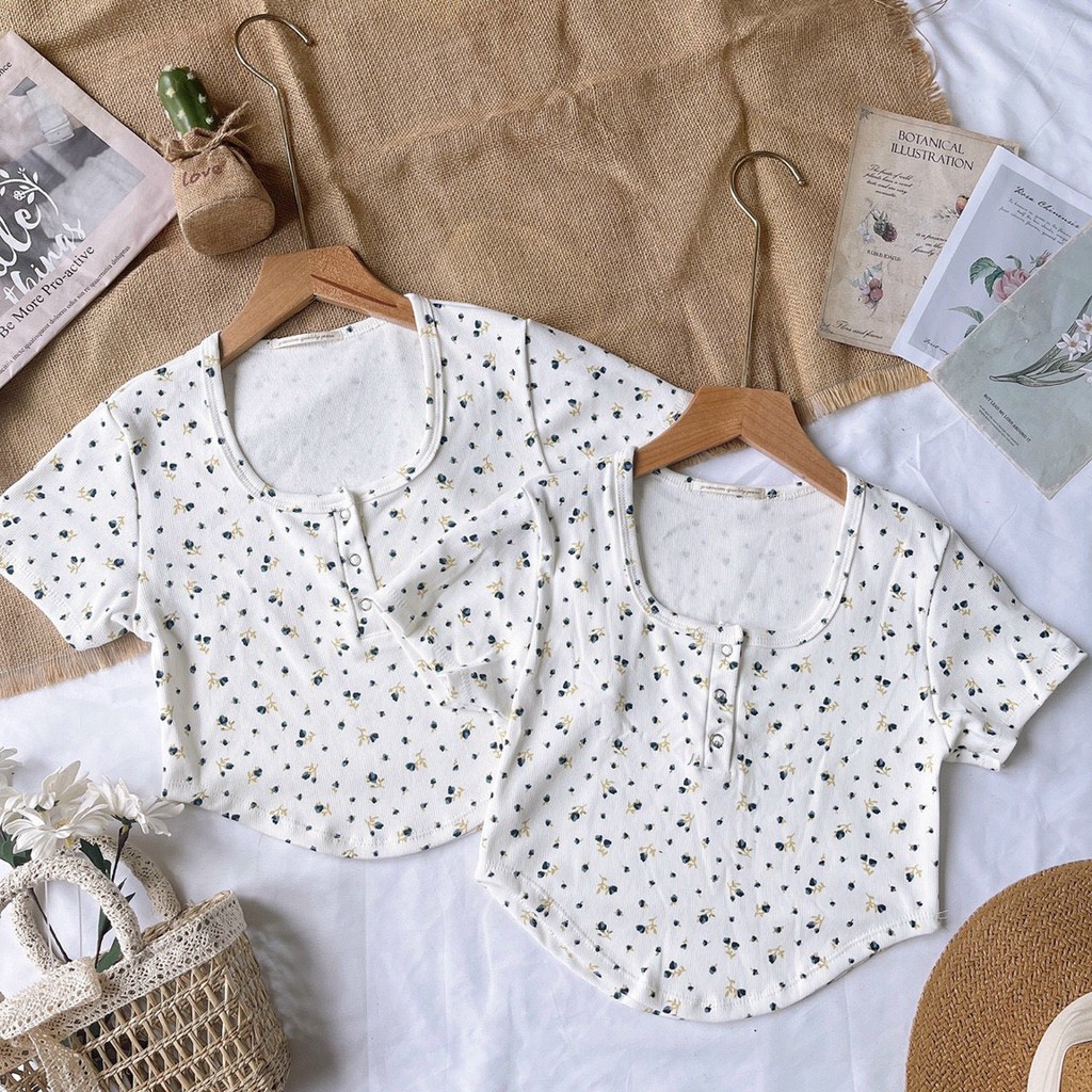 áo hoa xinh nút bấm vạt bầu ảnh thật