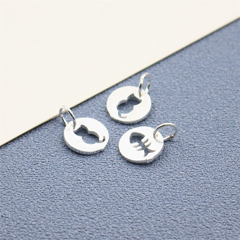 Charm bạc đôi hình mèo và xương cá - Charm bạc 925 - Mã CB399