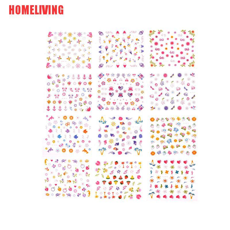 Set 5 Tấm Sticker Hoạt Hình Dán Trang Trí Móng Tay An Toàn Thời Trang Cho Bé DIY