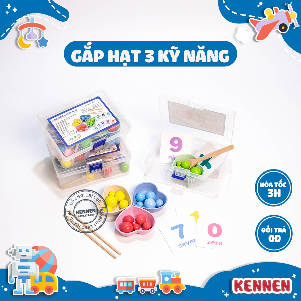 Gắp hạt 3 kỹ năng kèm học số phương pháp giáo dục Montessori