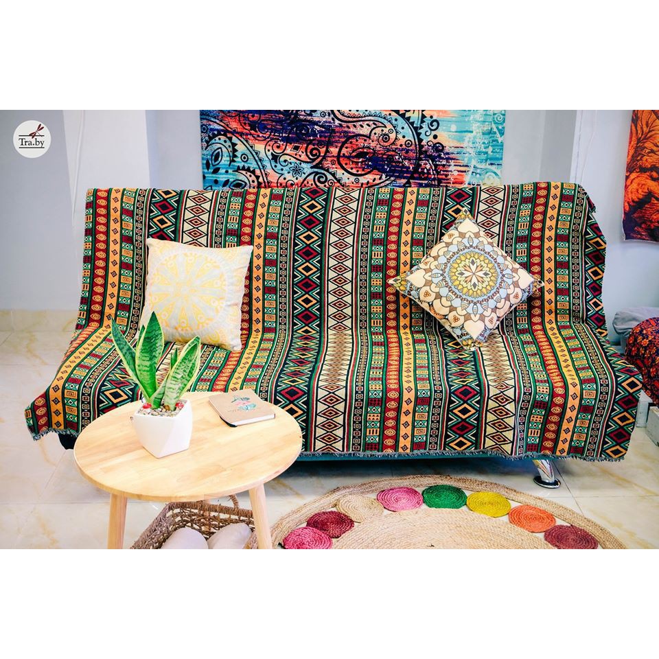 FREE SHIPThảm Thổ Cẩm Phong Cách Bohemian Trang Trí,decor Phòng Siêu Xinh