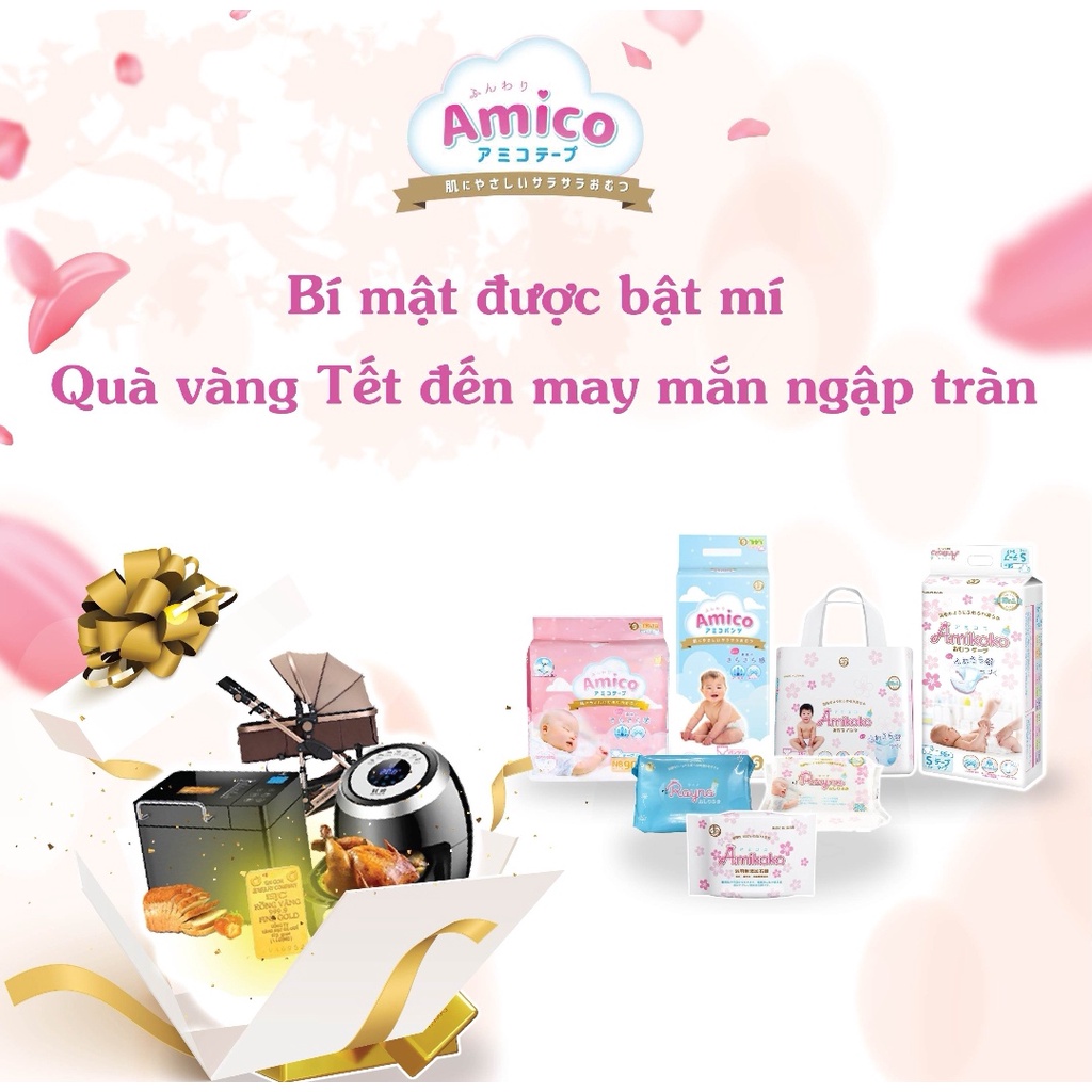 Bỉm Amico nội địa nhật dán/quần cộng thêm miếng NB96/S88/M64/M68