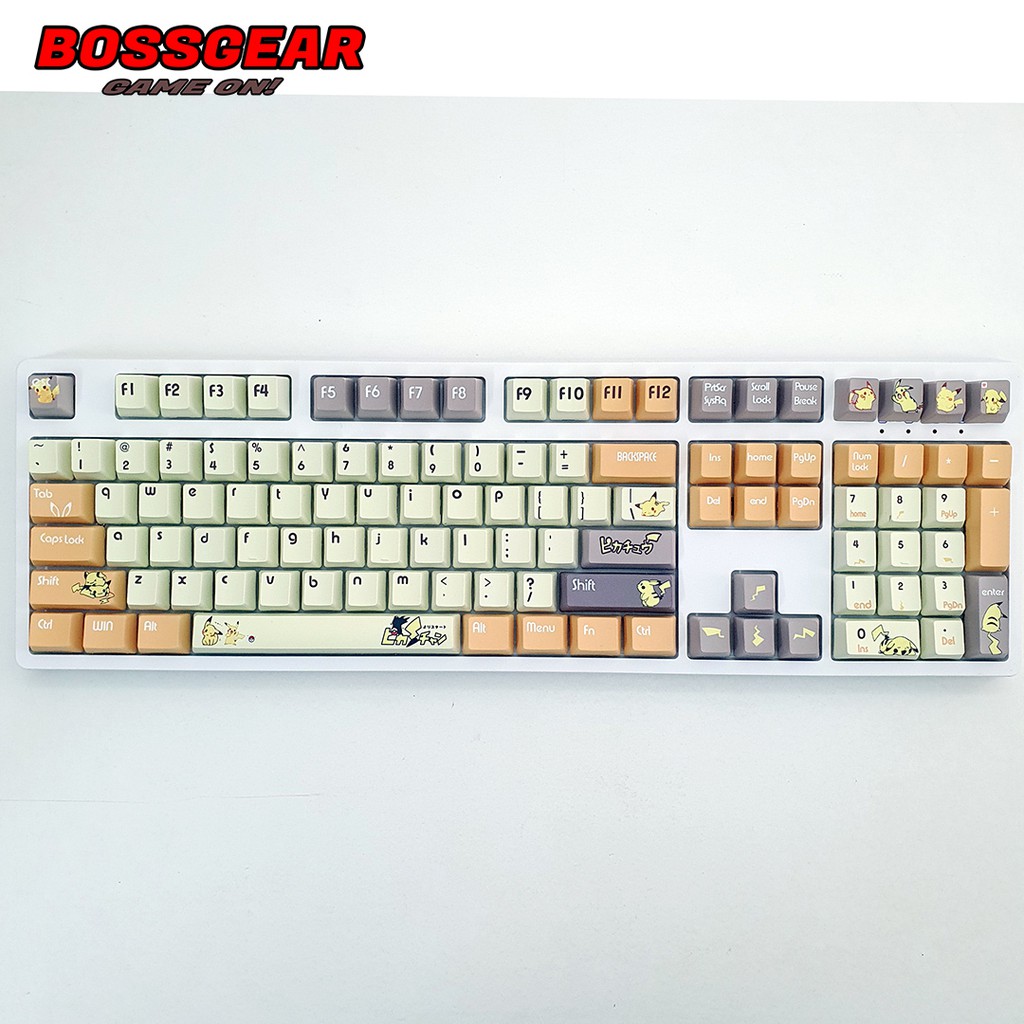 Keycap 108 Phím PBT Dye Sub Pikachu 5 mặt cực đẹp ( Thick PBT, OEM Profile, Ansi Layout)