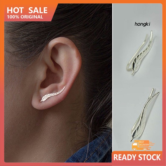 Khuyên Vành Tai Hợp Kim Hình Chiếc Lá Thời Trang Cho Nữ