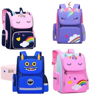Balo chống gù hình kỳ lân cầu vồng cho bé đi học siêu dễ thương