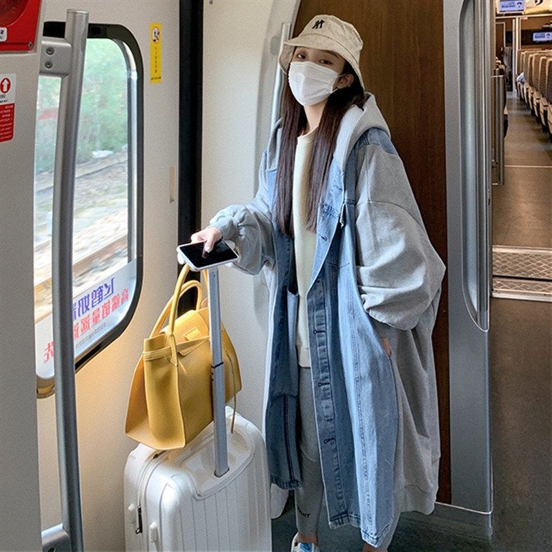 Áo Khoác Denim Có Mũ Trùm Đầu Phong Cách Đường Phố Mùa Xuân Thu Bán Chạy Hợp Thời Trang Cho Nữ