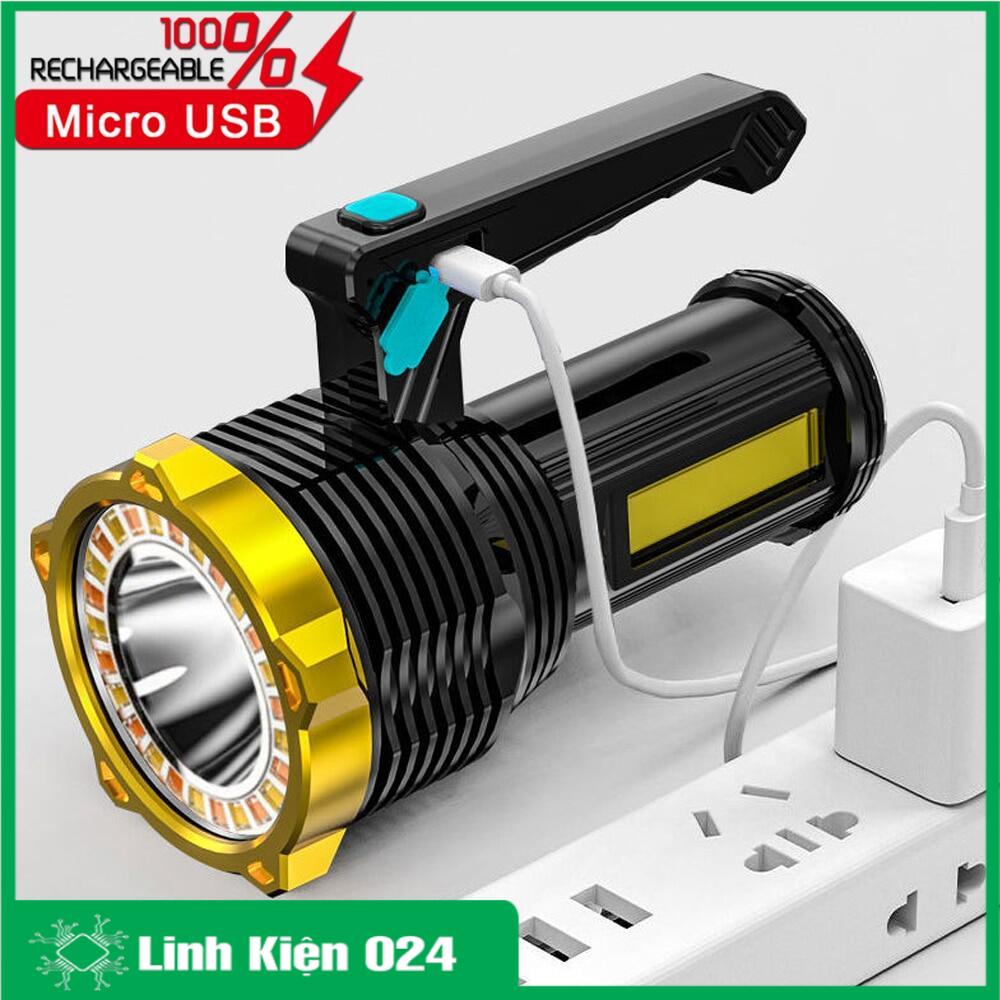 Đèn pin T712 led COB 10W nguồn sạc USB siêu sáng cắm trại màn hình báo dung lượng pin