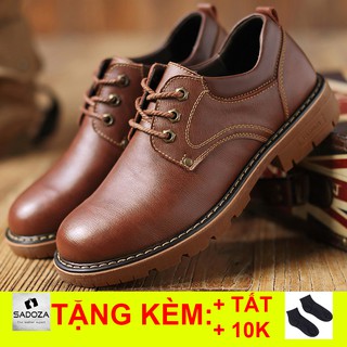 Giày Đốc Nam Cao Cấp Cổ Ngắn Hàn Quốc Da Bò SADOZA Giày Da Nam Công Sở Buộc Dây GNK114