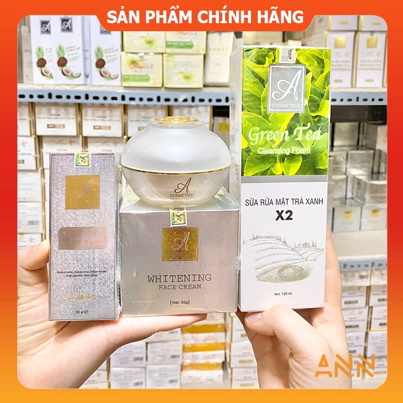 [Chính hãng] Combo Kem Face Pháp + Sữa rửa mặt trà xanh + Bộ giảm mụn Beauty One Day A Cosmetics Mỹ phẩm Phương Anh