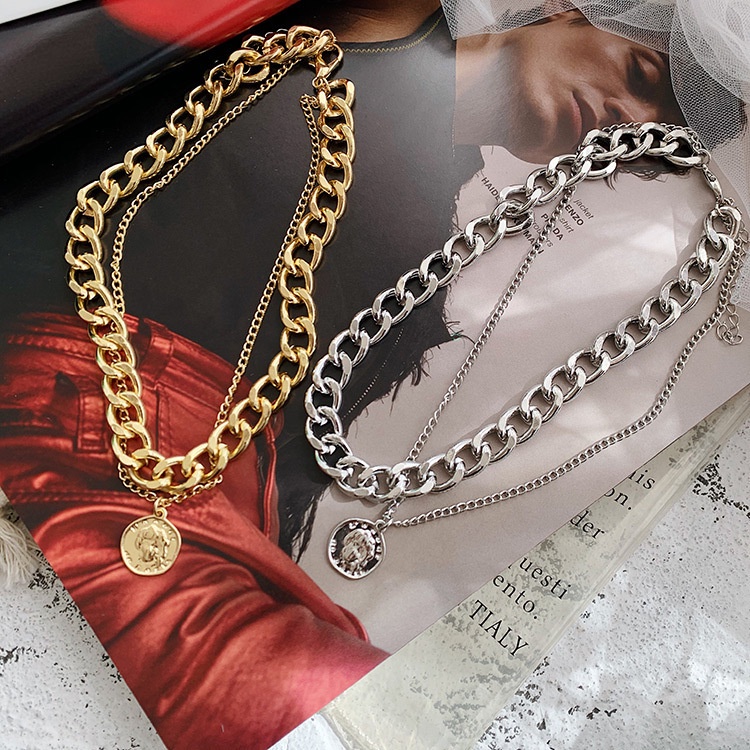 𝑭𝑹𝑬𝑬𝑺𝑯𝑰𝑷  Vòng cổ choker sợi xích hai lớp phong cách punk hip hop cho nữ