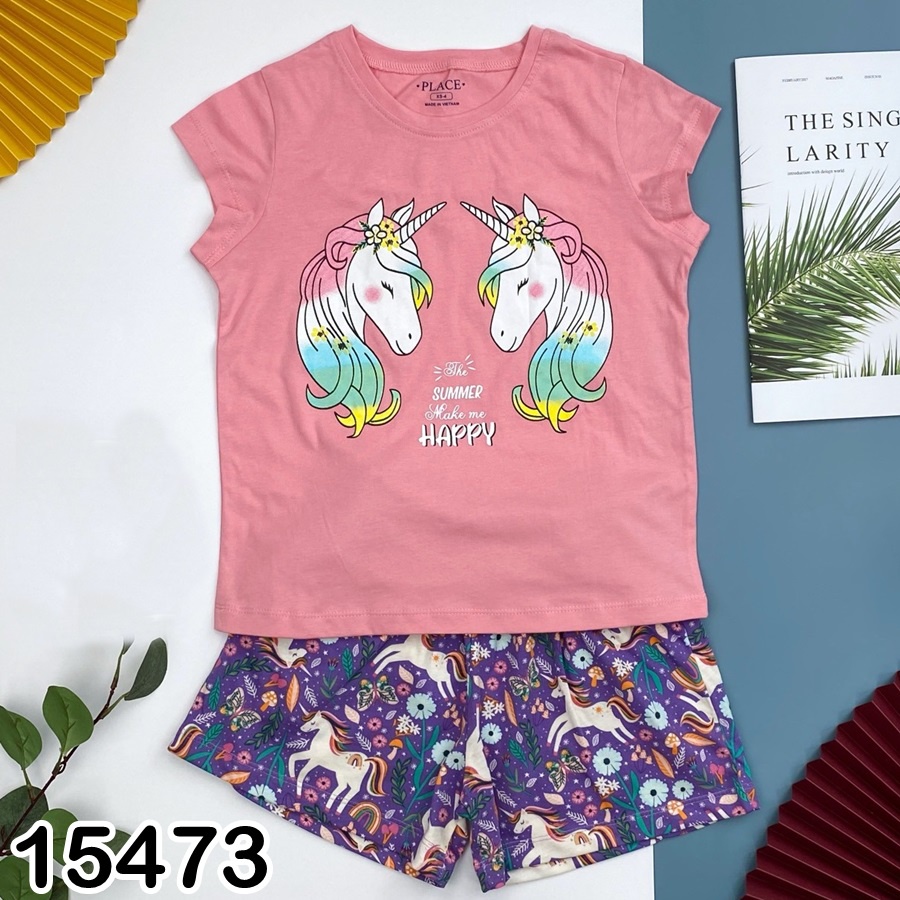 Bộ thun ngắn Bigbaby size đại họa tiết disney cho bé gái 4-14t