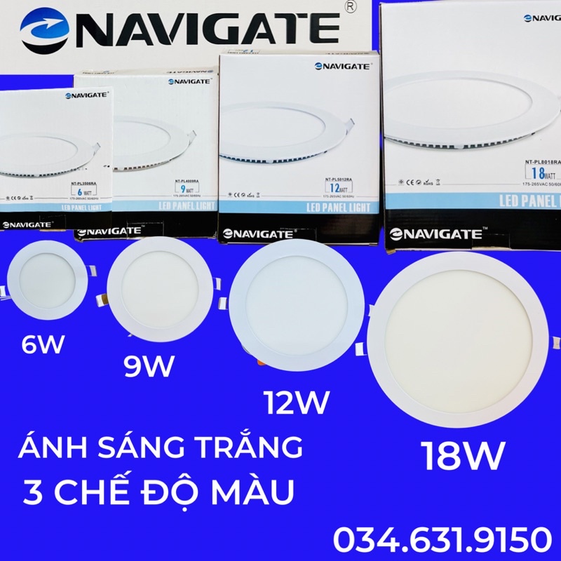 ĐÈN ÂM TRẦN SIÊU MỎNG 6W, 9W ,12W , 18W NAVIGATE LOẠI TỐT ÁNH SÁNG TRẮNG VÀ 3 CHẾ ĐỘ MÀU , BẢO HÀNH 1 NĂM ĐỔI MỚI