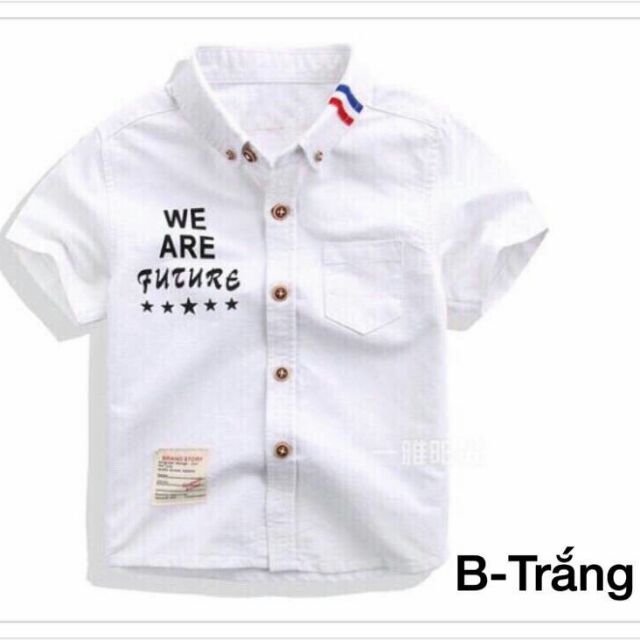 Áo sơ mi trắng cho bé trai.