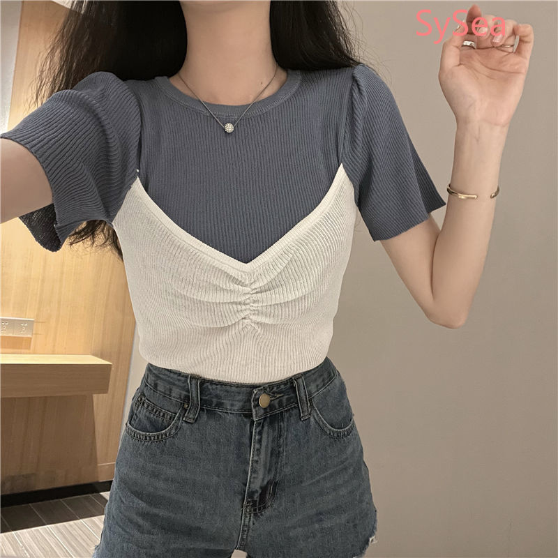 Áo kiểu tay ngắn dáng ôm thời trang mùa hè dành cho nữ